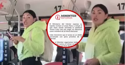 Mininter emite comunicado por caso de suboficial