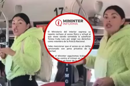 Mininter emite comunicado por caso de suboficial