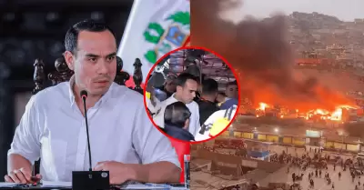 Presidente Jos Jer llega a la zona del voraz incendio en SJM