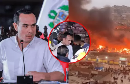 Presidente Jos Jer llega a la zona del voraz incendio en SJM