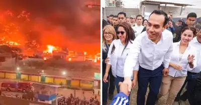 Incendio en Pamplona Alta: José Jerí acudió a supervisar atención a damnificados
