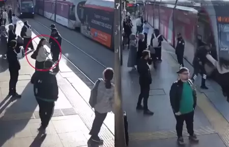 Mujer se salva de morir arrollada por un tranva en Turqua.