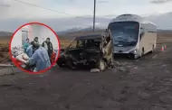 Tragedia en va Juliaca - Arequipa: Choque entre minivn y bus turstico deja al menos cinco fallecidos
