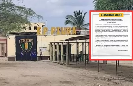 Investigan a cinco agentes penitenciarios por fuga en penal de Piura