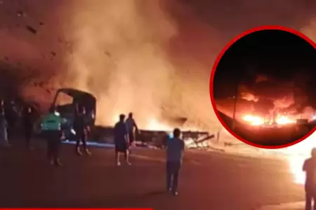Tragedia en Arequipa: Chofer muri en incendio tras choque entre camiones en la