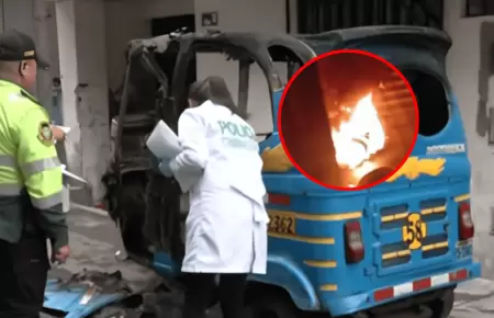 Mototaxi es incendiada por delincuentes en Independencia