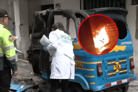 Mototaxi es incendiada por delincuentes en Independencia