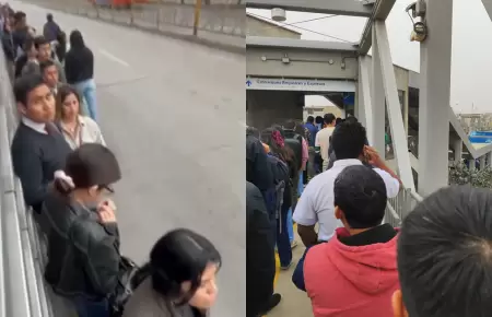 Reportan largas colas en estaciones Izaguirre y Chimpu Ocllo del Metropolitano.