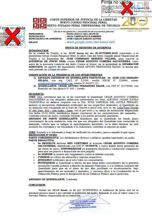 PJ declara reo contumaz a César Combina