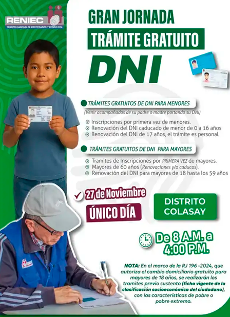 Campaa gratuita de DNI en Cajamarca.