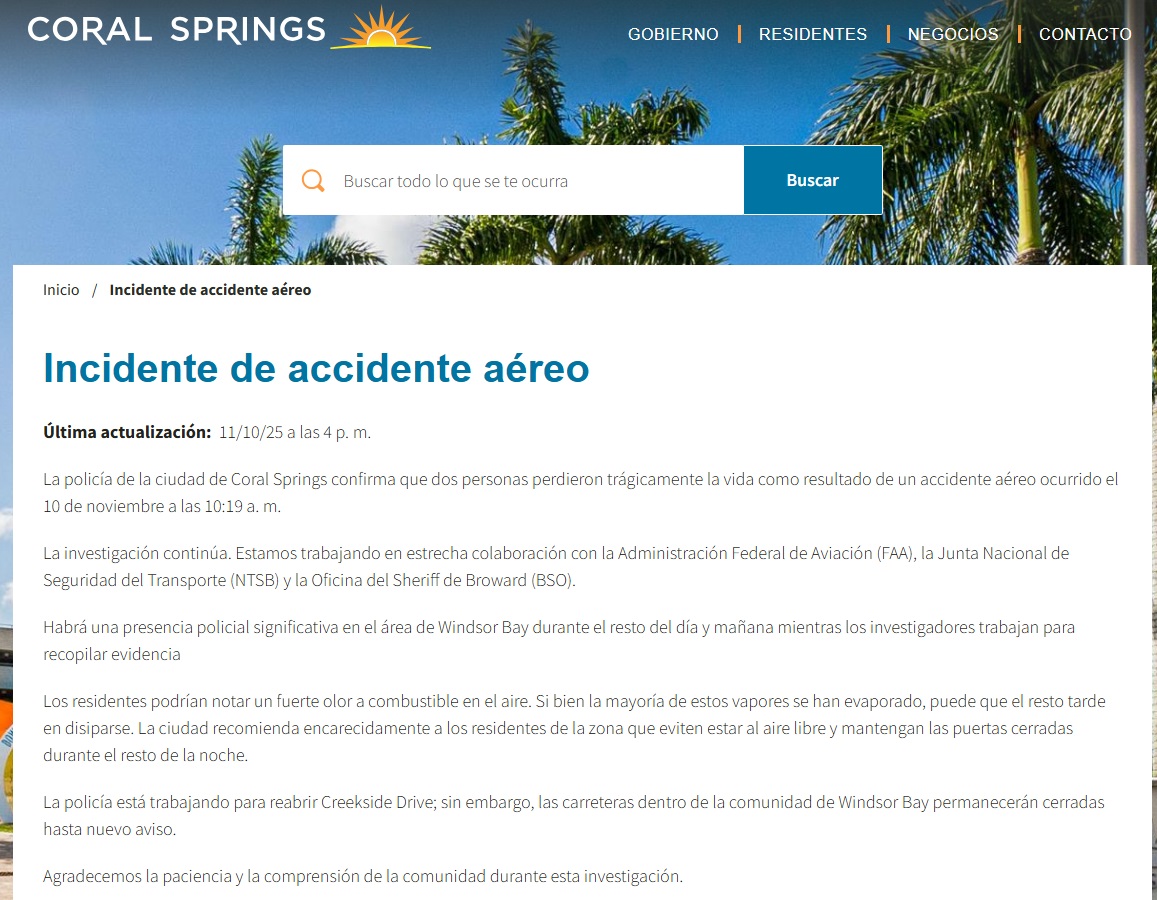 comunicado de Coral Springs.