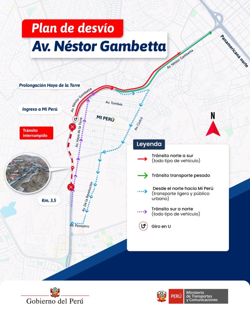 Nuevo plan de desvíos restringe circulación de vehículos de carga pesada por la av. Gambetta.