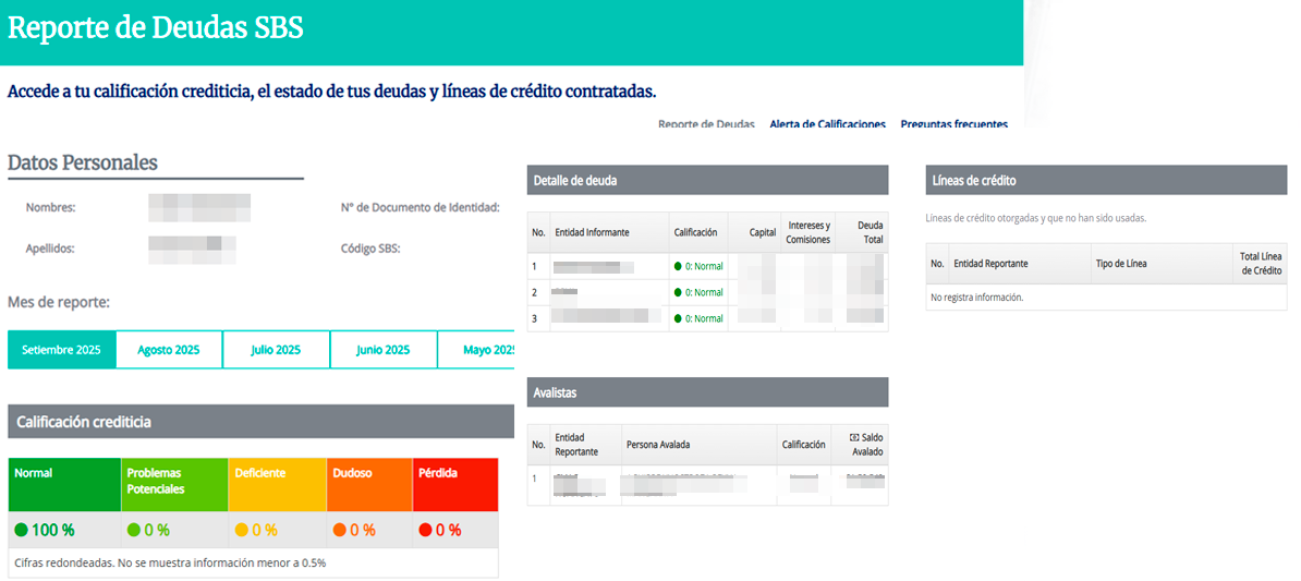 Reporte de deudas SBS.