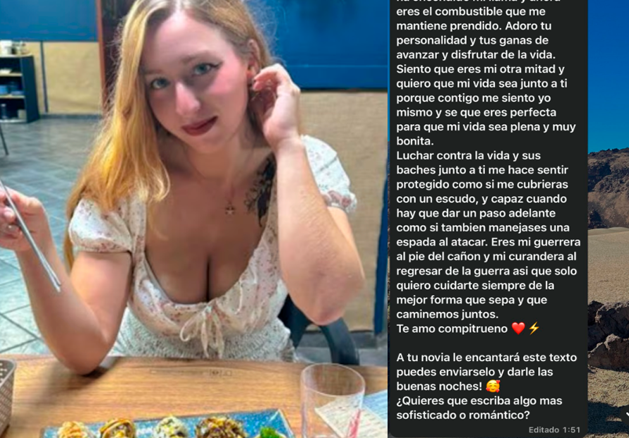 Mensaje inesperado de su novio.