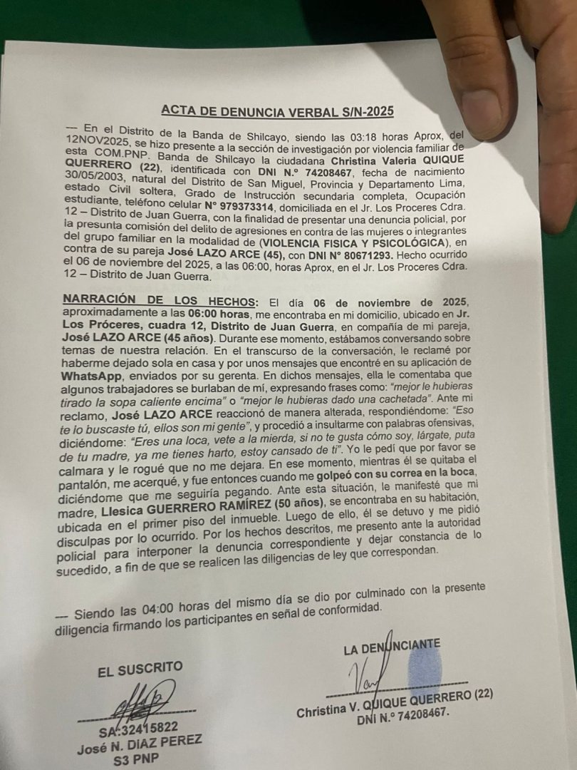 Acta de denuncia verbal