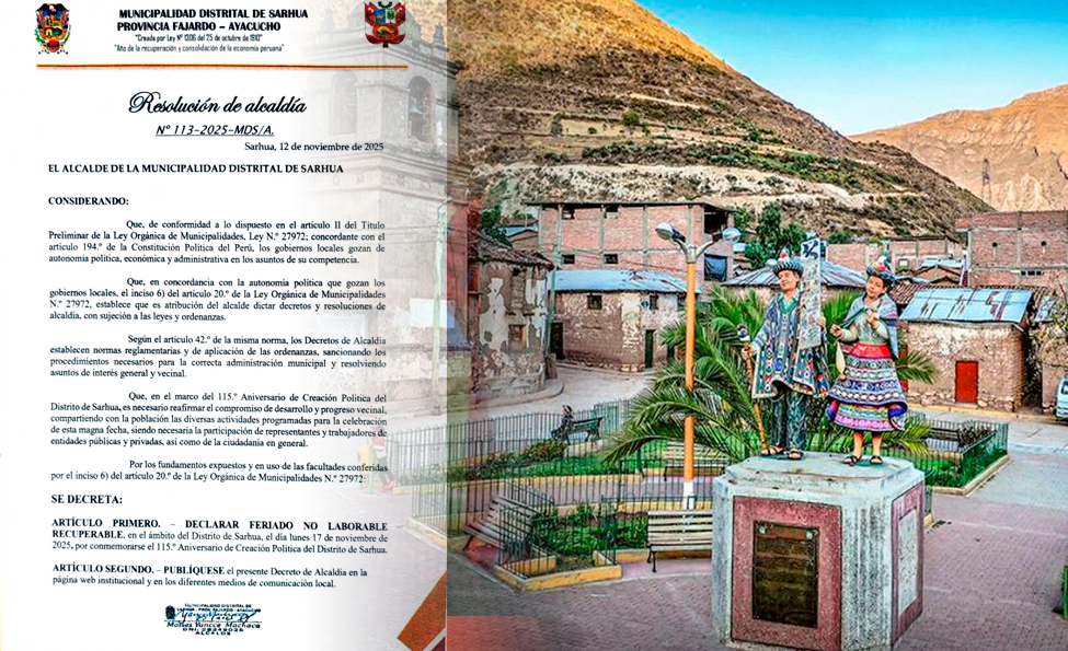 Resolucin que confirma da no laborable este lunes 17 de noviembre.