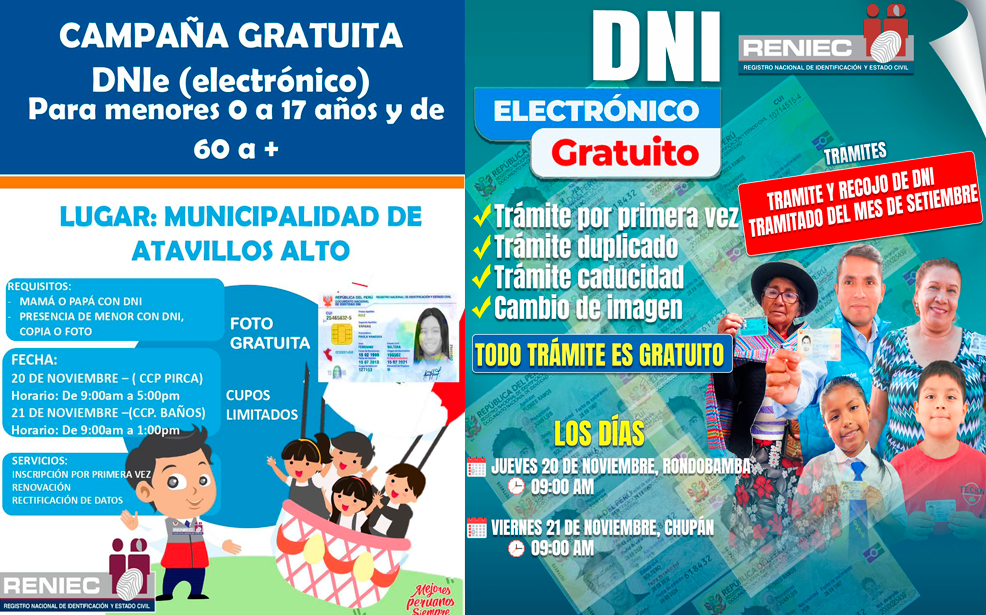 Campaña gratuita DNI electrónico en coordinación con el Reniec.