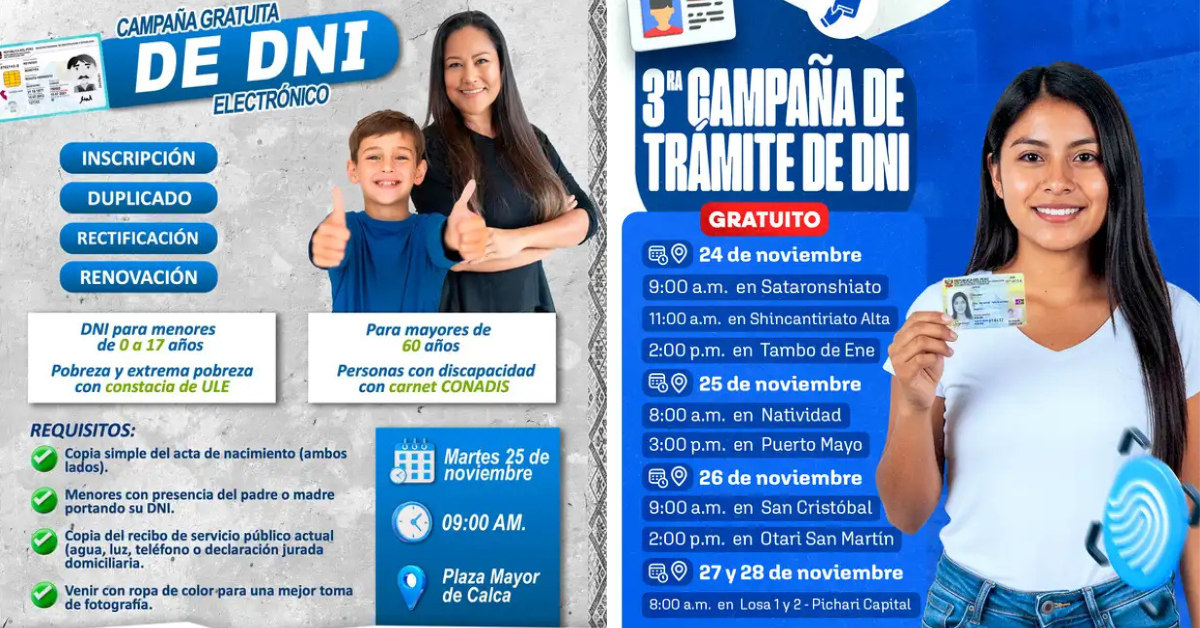 Campaas en municipalidades de Calca y Pichari