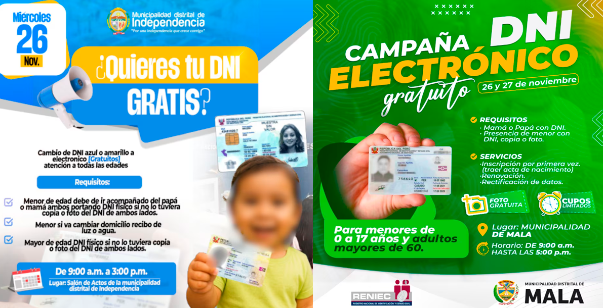 Campaa gratuita de DNIe este 26 de noviembre en Ica y Caete.