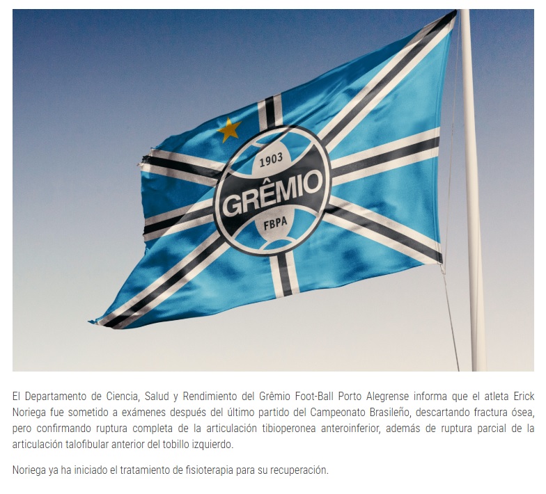Comunicado de Gremio sobre la lesin que sufri Erick Noriega.