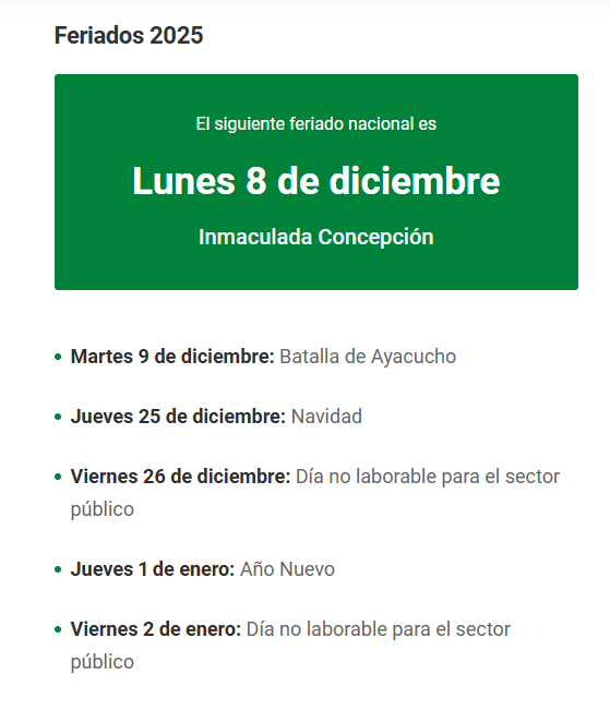 Últimos feriados 2025