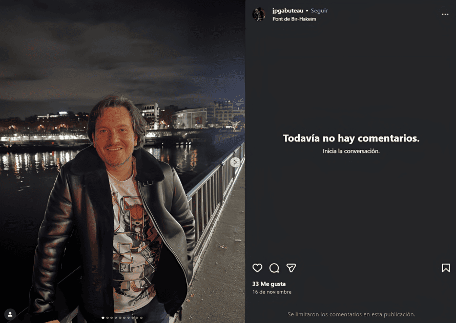 Jean Paul Gabuteau limit los comentarios en su Instagram