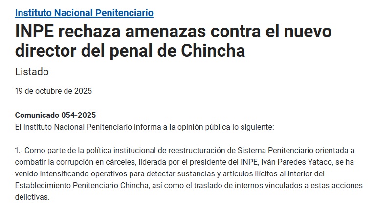 Comunicado del INPE.