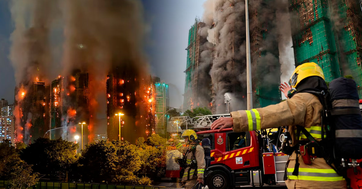 Incendio en edificios en Hong Kong
