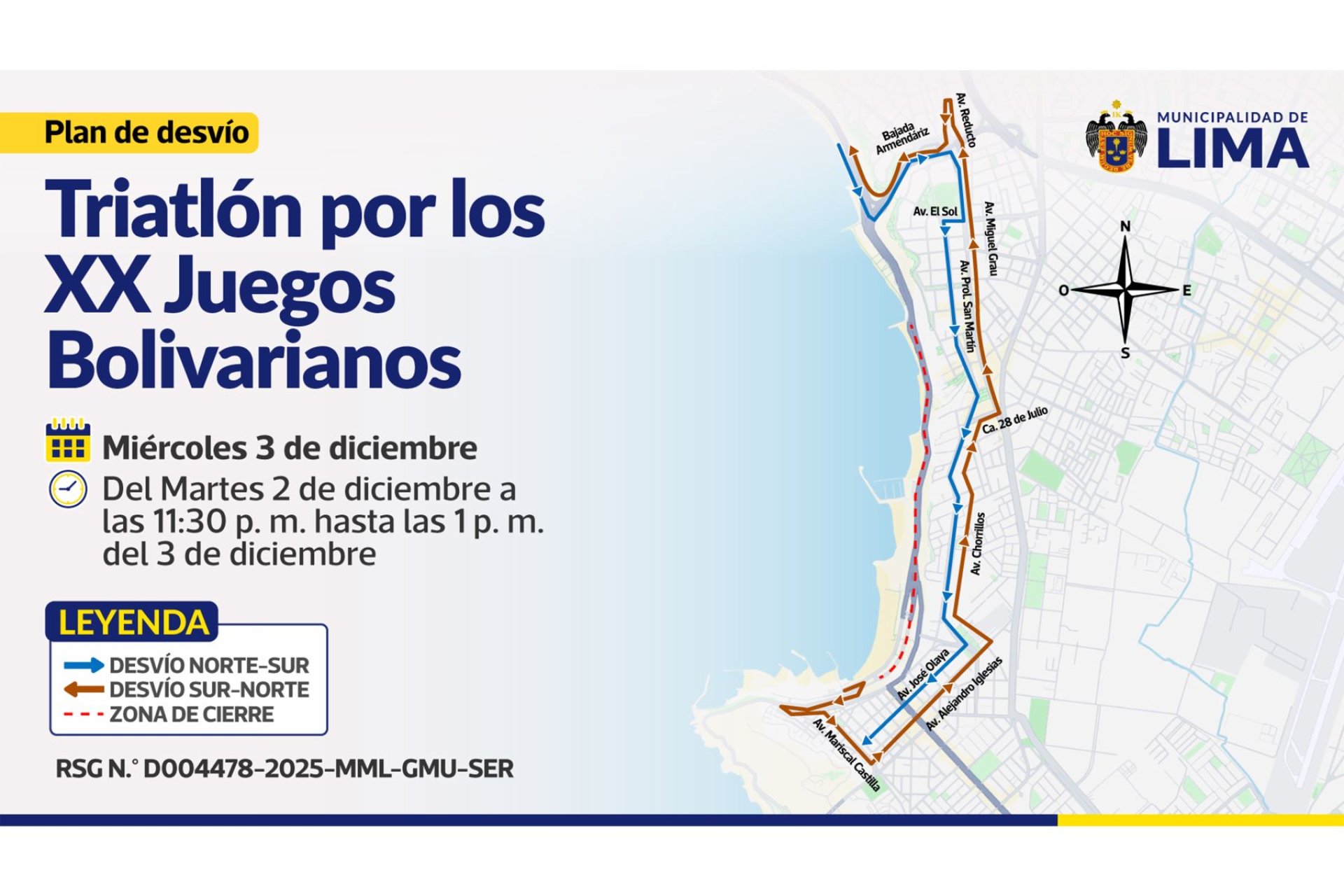 Plan de desvíos del 2 al 3 de diciembre.