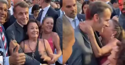 El divertido momento de Emmanuel Macron en Brasil.