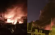 Enorme incendio consume almacén en Lurigancho - Chosica: Varias unidades de bomberos atienden la emergencia