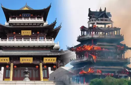 China: incendio consume templo de mas de 1500 aos