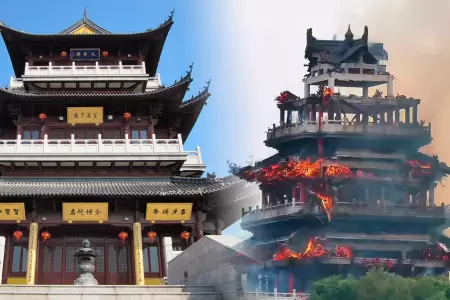 China: incendio consume templo de mas de 1500 aos