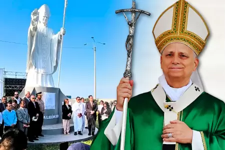 Chiclayo: Develan escultura monumental del papa Len XIV