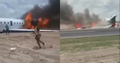 Avin de ministro africano en llamas.