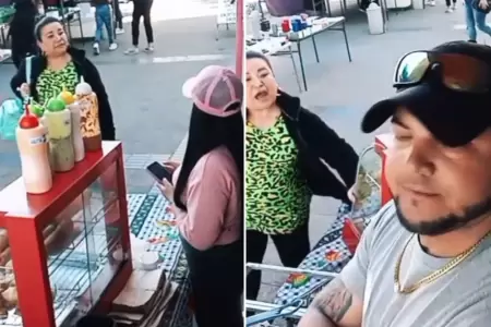 Mujer destruye puesto de comida de extranjeros