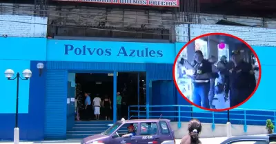 Operativo policial en centro comercial Polvos Azules.