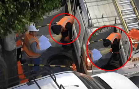 Capturan a sujetos que robaban cables en Miraflores