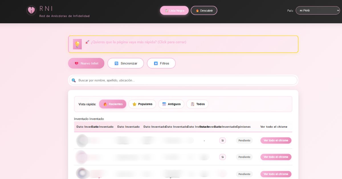 El Registro Nacional de Infieles