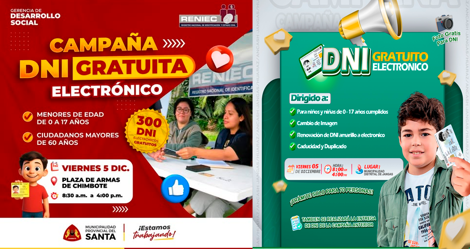 DNI electrónico este 5 de diciembre en Áncash y Huaraz.
