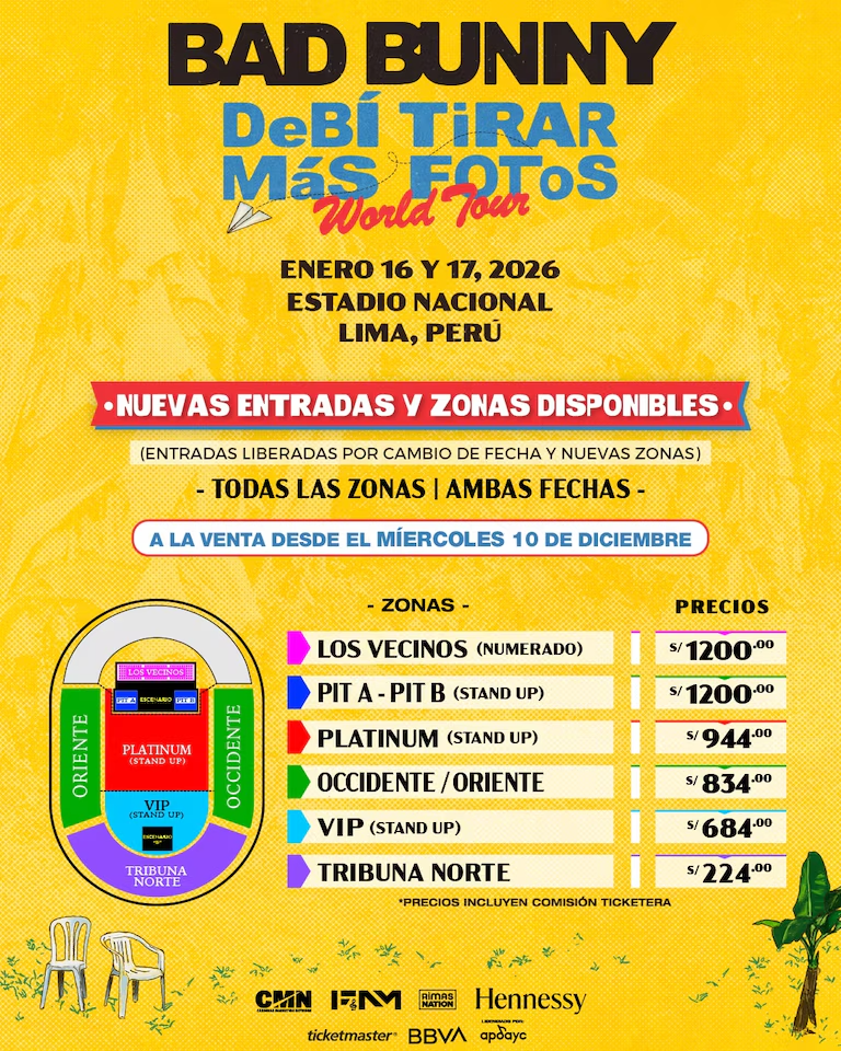 Tres nuevas localidades en el concierto de Bad Bunny en Lima.