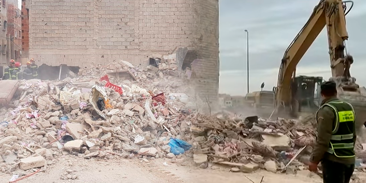 Labores de búsqueda y rescate tras colapso de edificios en Marruecos.