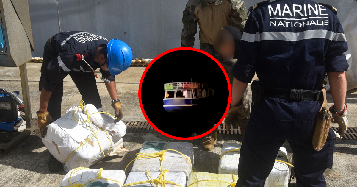 Marina francesa logra incautar embarcación con más de 2 toneladas de cocaína en el Caribe
