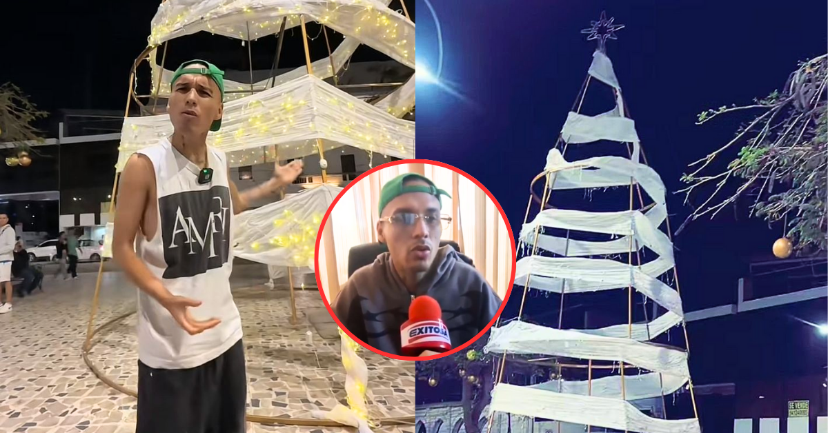 Tiktoker pide disculpas tras vandalizar árbol de Navidad de Chiclayo: "Me excedí ante tanta frustración"