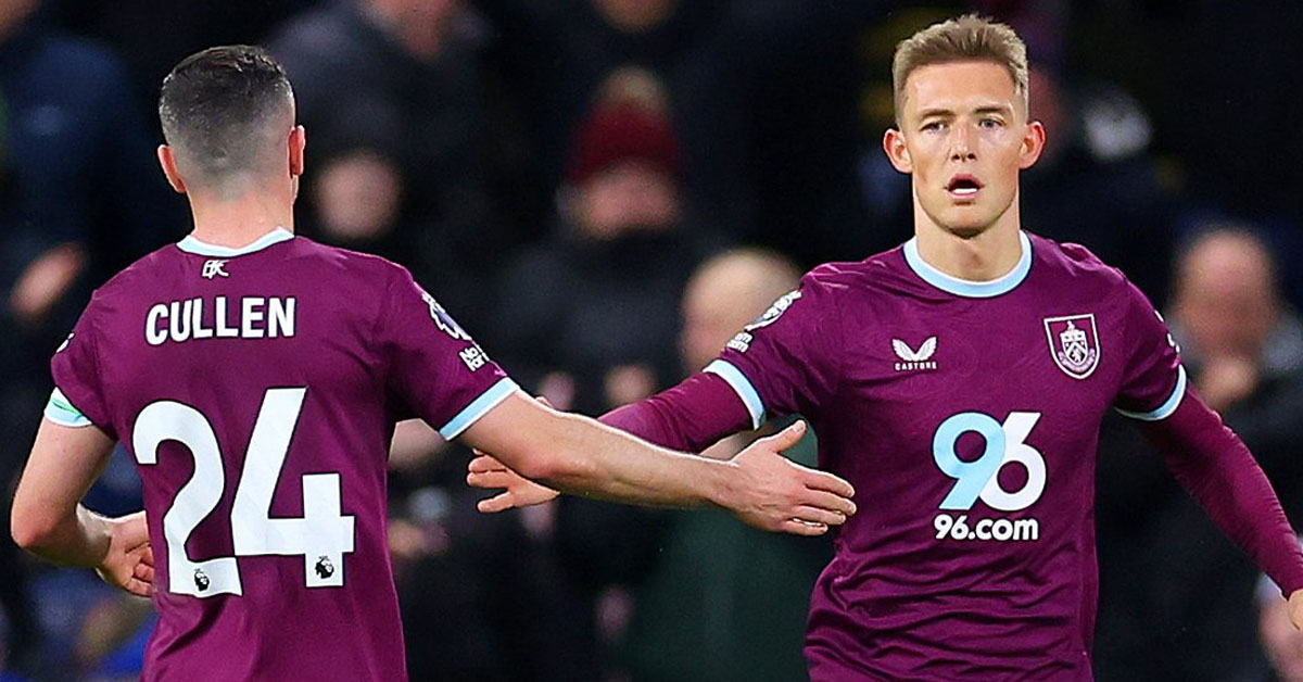 Oliver Sonne convirti� su primer gol en la Premier League con el Burnley.