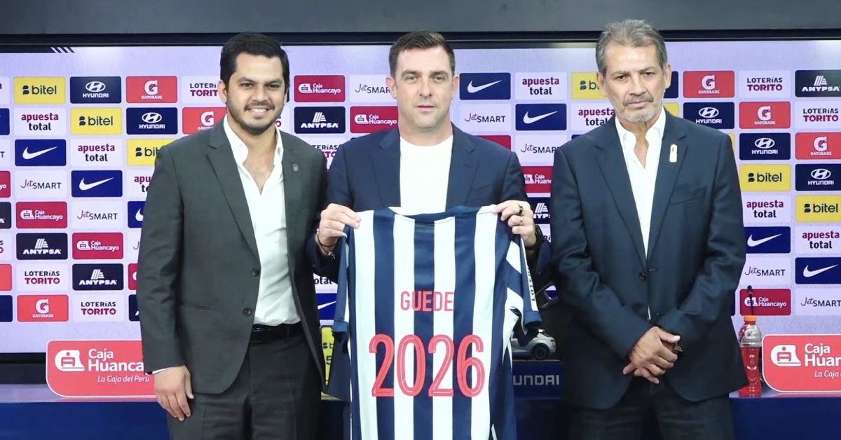 Pablo Guede durante su presentaci�n como DT de Alianza Lima.