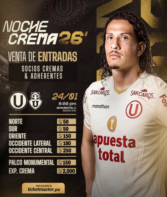 Precio de las entradas para la Noche Crema 2026.