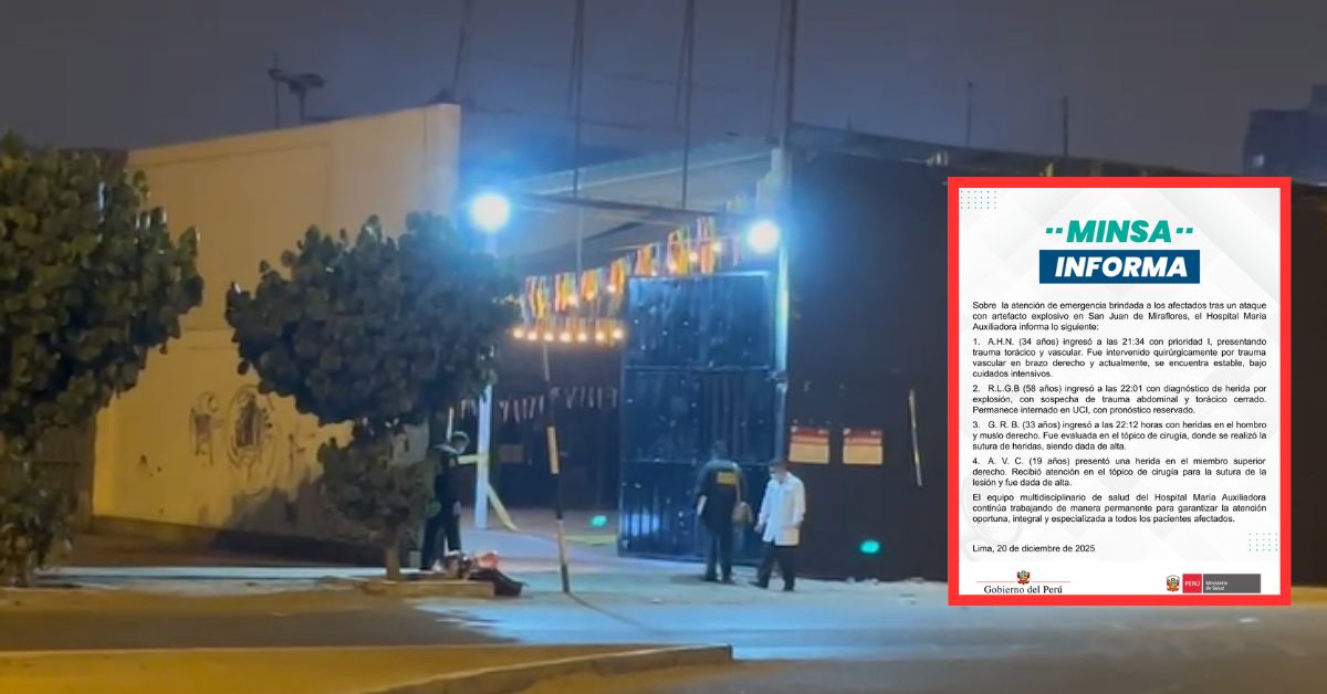 Explosivo en campo deportivo de SJM: Minsa dio de alta a dos de cuatro heridos