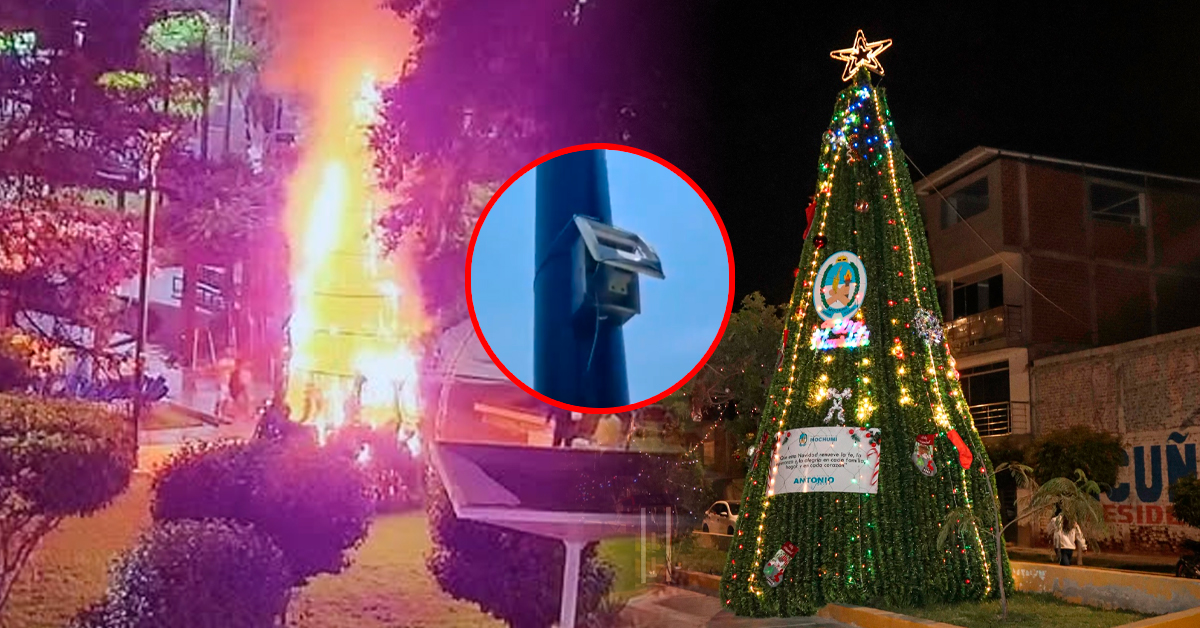Lambayeque: Árbol navideño es consumido por voraz incendio y reducido a cenizas tras un cortocircuito