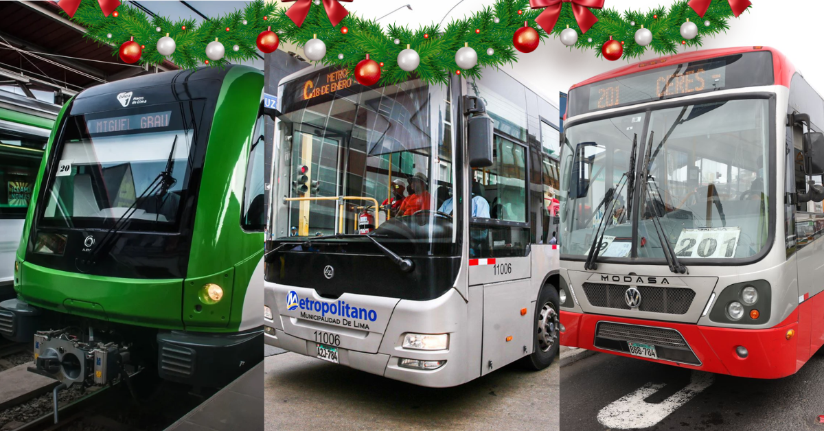 Horarios del transporte p�blico por Navidad 2025 en Lima.